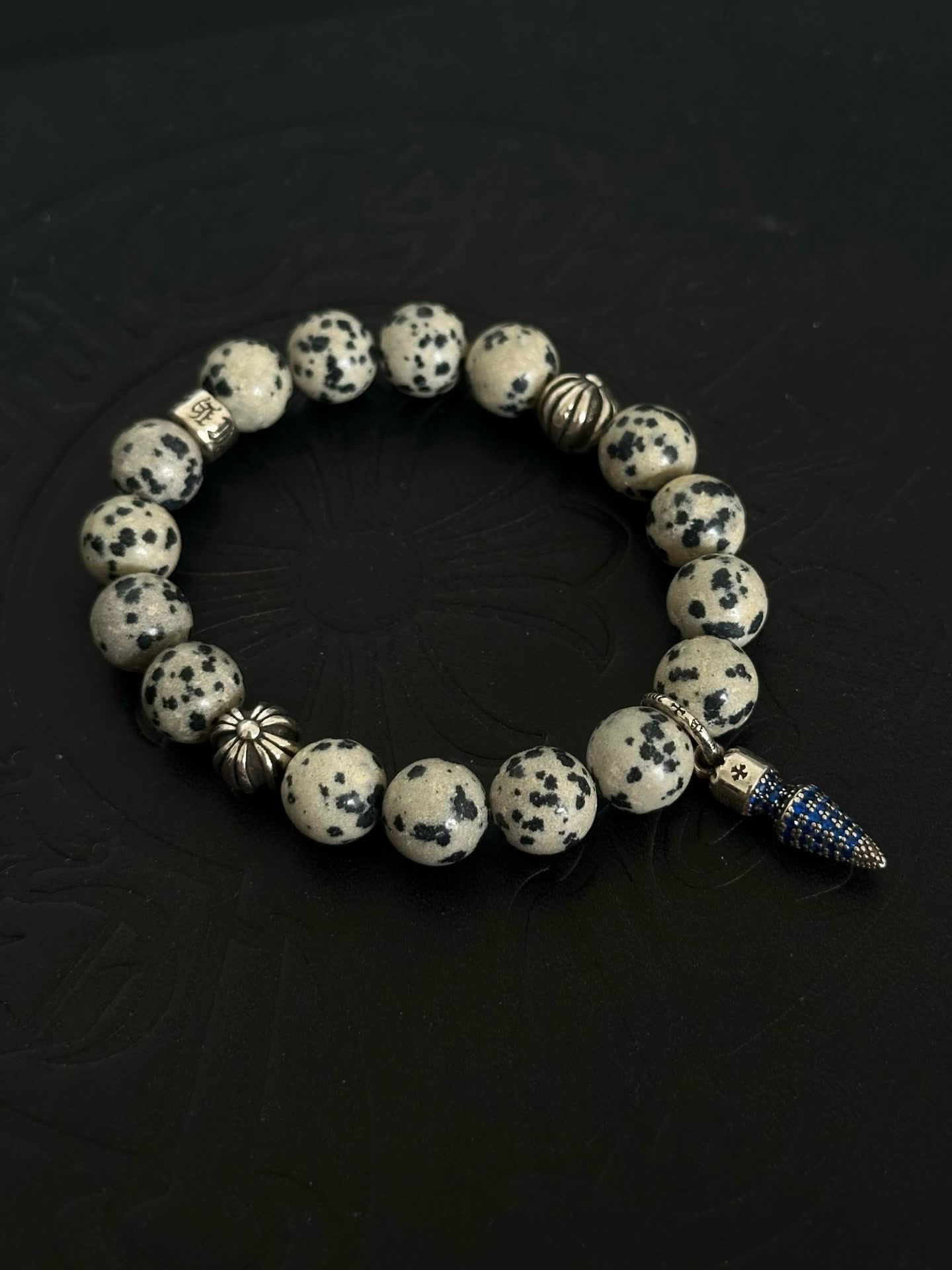 Chrome Hearts Beaded Bracelet with Silver and Blue Accents